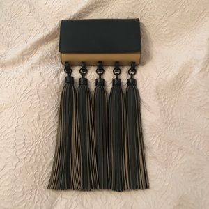 Black & Tan clutch with tassels